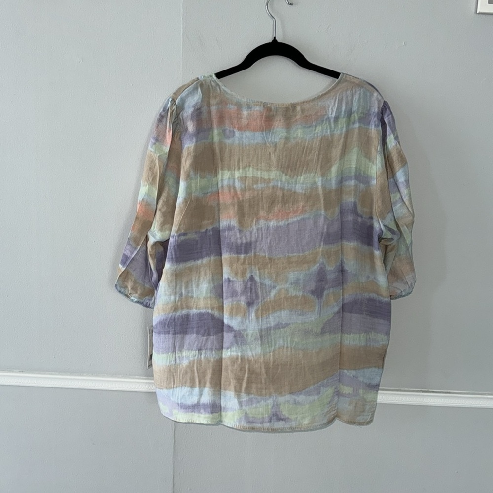 Zac & Rachel Plus Printed Slub Top NWT - Picture 3 of 7